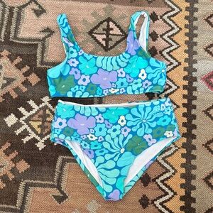 Floral Blue Kids Swim Set